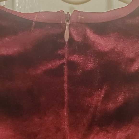 Rehab Burgundy Velvet Strapped Cage Bodice Bodysuit - Picture 3 of 5